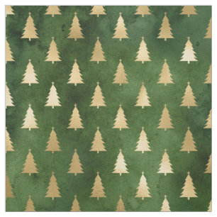 Tela Navidades Árboles de oro verdes