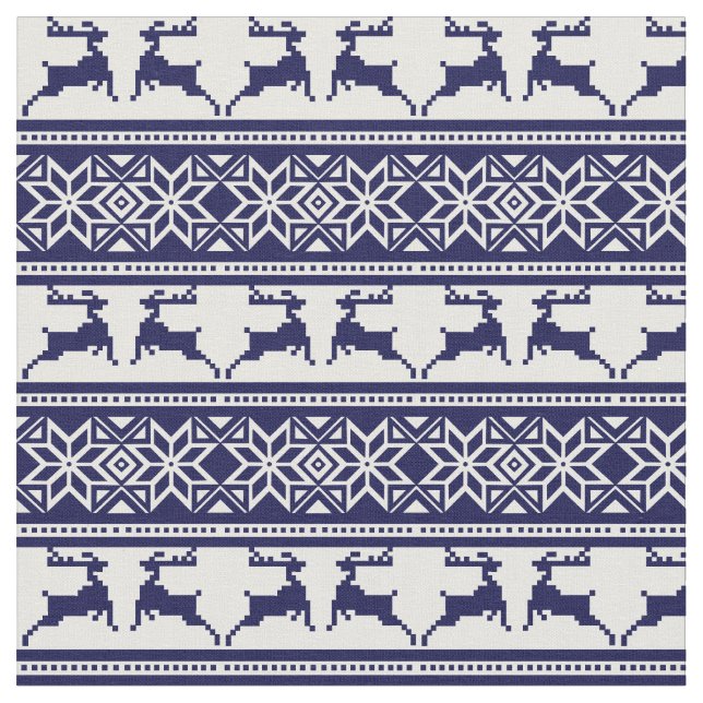 Tela Navidades, azul y blanco escandinavo (De cerca)