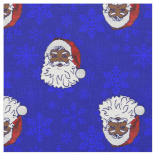 Tela navidades azules santa negro copos de nieve