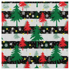 Tela Navidades blancos negros rayas de nieve árboles ve
