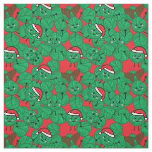 Tela Navidades Brussel brotes de comida ligera estampad
