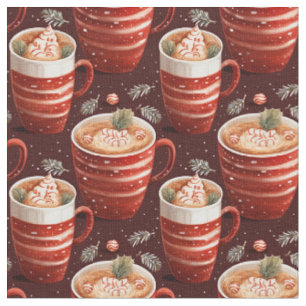Tela Navidades café en rojo oscuro