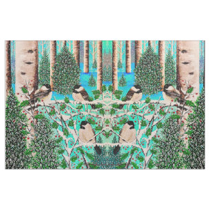 Tela Navidades Chickadee Chatter