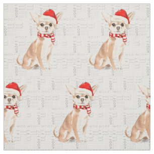 Tela Navidades Chihuahua Santa Dog Woof Word Art