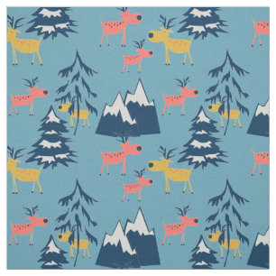 Tela Navidades, ciervos, bosques, árboles de Navidad, v