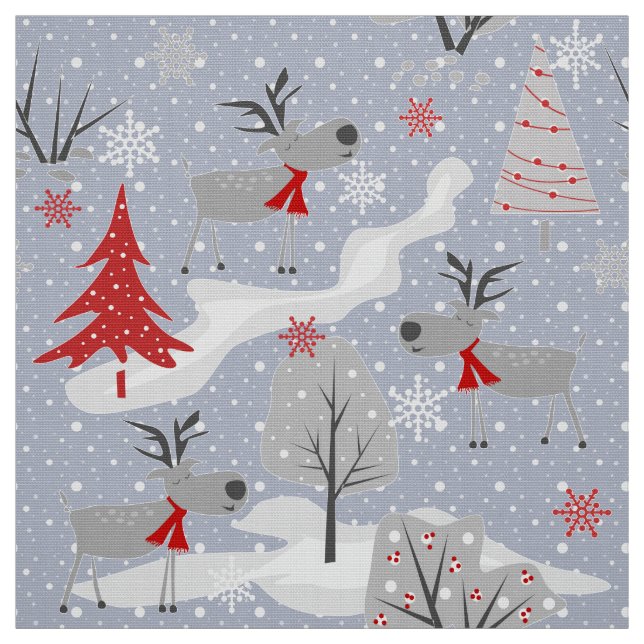 Tela Navidades ciervos en el bosque. (Retal)