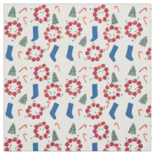 Tela Navidades Collage Holiday Apple Wreathe Fabric