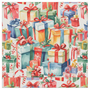 Tela Navidades coloridos Regalos Patrón de acuarela