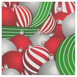 Tela Navidades con bolas rojas y rayadas