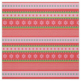 Tela Navidades cortos Patrón nórdico rojo rosa verde