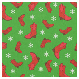 Tela Navidades Cowboy occidentales bota en rojo y verde