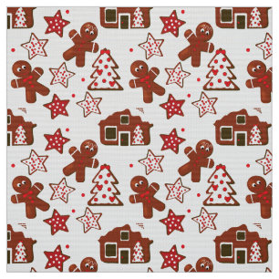 Tela Navidades Cuidados Patrón de cookies de pan de je