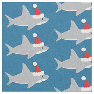 Tela Navidades Cute Shark Santa Hat