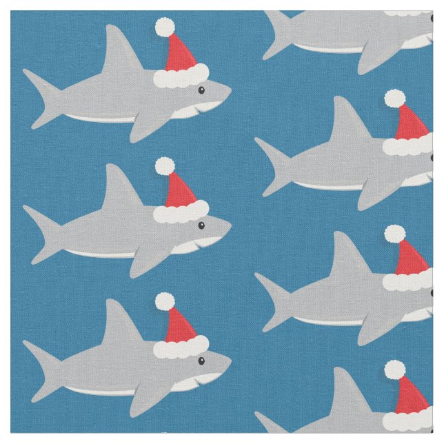 Tela Navidades Cute Shark Santa Hat (De cerca)