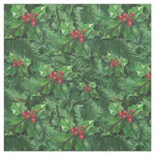 Tela Navidades de acuarela Holly Berries