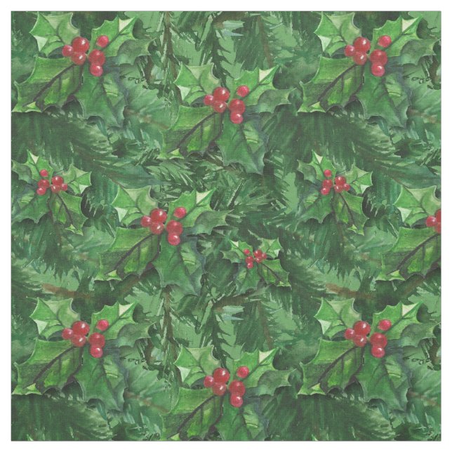 Tela Navidades de acuarela Holly Berries (Retal)