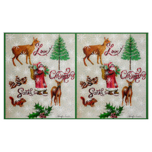 Tela Navidades de amor Santa Collage Fabric