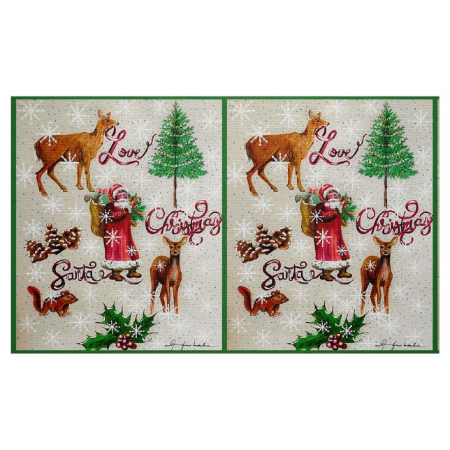Tela Navidades de amor Santa Collage Fabric ("Cuarto gordo" (fat quarter))