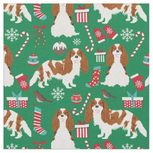 Tela navidades de Cavalier King Charles Spaniel verde