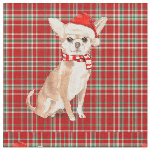 Tela Navidades de chichuahua y de plante rojo
