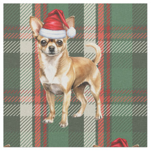 Tela Navidades de chile chihuahua perrito verde y rojo