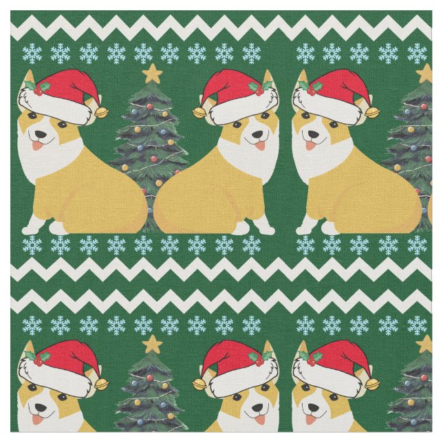Tela Navidades de Cute Corgi (De cerca)