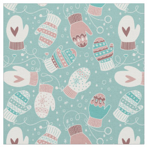Tela Navidades De Invierno Mittens Patrón, Mint