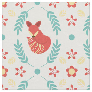 Tela Navidades de invierno Patrón Fox de estilo escand