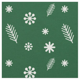 Tela Navidades De Invierno Pines Y Patrón De Copos De N