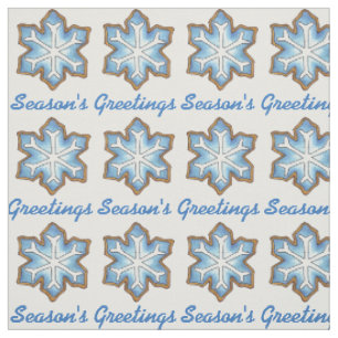 Tela Navidades de la temporada de saludos Nieve azul co