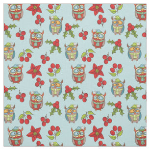 Tela Navidades de Lechuza Silly Holly Berries Quilting 