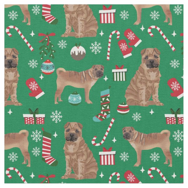 Tela navidades de perro de Sharpei (De cerca)