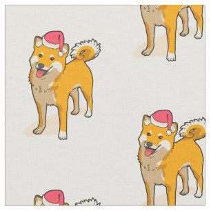 Tela Navidades de perro de Shiba Inu Santa Claus