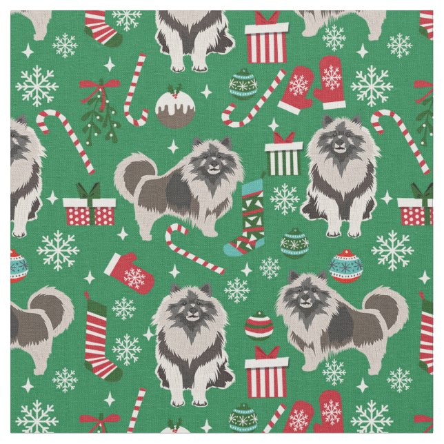 Tela navidades de perro keeshond (De cerca)