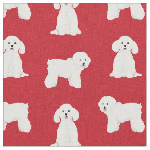 Tela navidades de perro rojo Bichon Frise