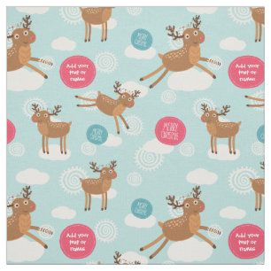 Tela Navidades de renos volando Personalizados Fabric