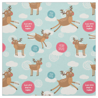 Tela Navidades de renos volando Personalizados Fabric