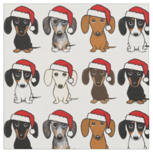 Tela Navidades de Santa Dachshunds Cute Wiener