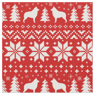 Tela Navidades de Schipperke Silhouettes de vacaciones 