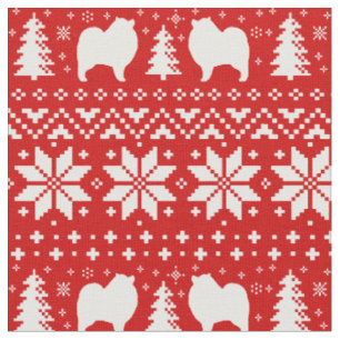 Tela Navidades de siluetas de perro de Keeshond