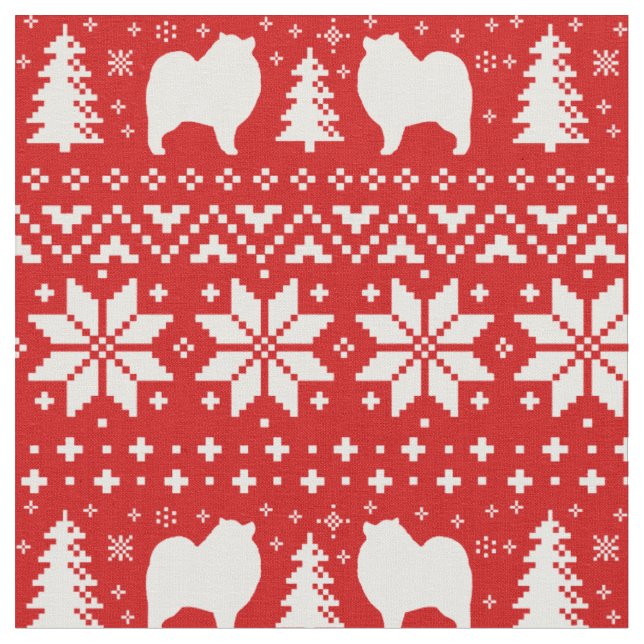 Tela Navidades de siluetas de perro de Keeshond (De cerca)