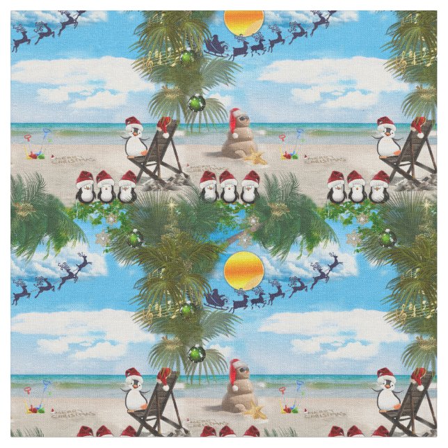 Tela Navidades de verano bebé en la playa repiten (De cerca)