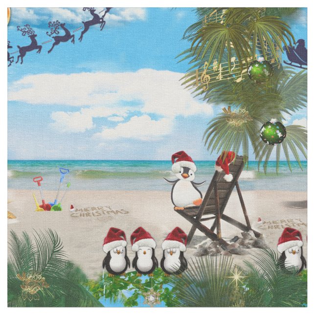 Tela Navidades de verano bebé en la playa repiten (De cerca)