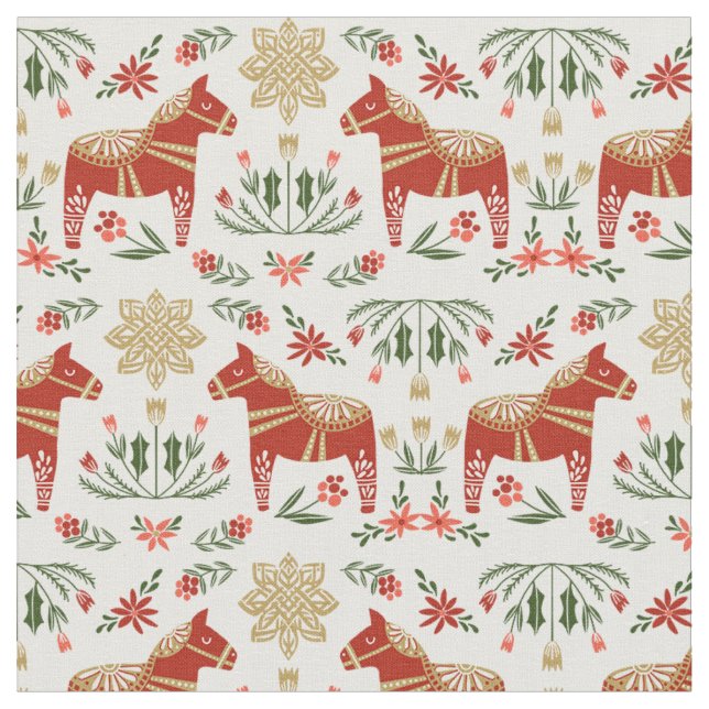 Tela Navidades del Caballo de Dala (De cerca)