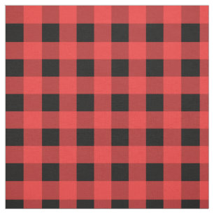 Tela Navidades del patrón de Gingham rojo y negro