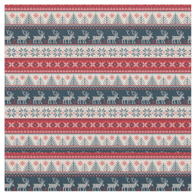 Tela Navidades del patrón de Knit Faux (De cerca)