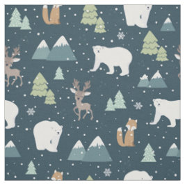 Tela Navidades educados Animales de Invierno Patrón Rús