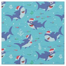 Navidades escuetos tiburones con fondo azul