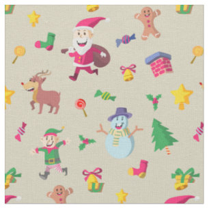 Tela Navidades Feliz Santa y amigos