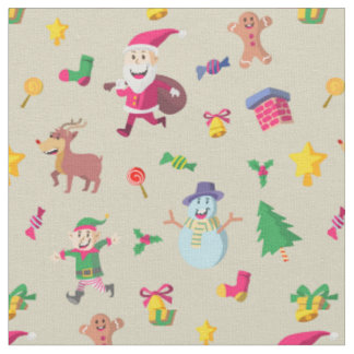 Tela Navidades Feliz Santa y amigos